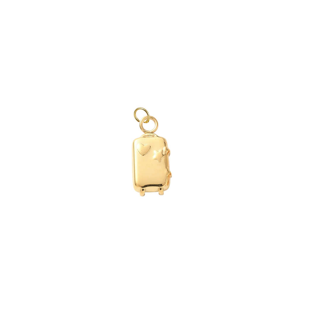 Gold Let's Travel Suitcase Charm | Waterproof Stainless Steel