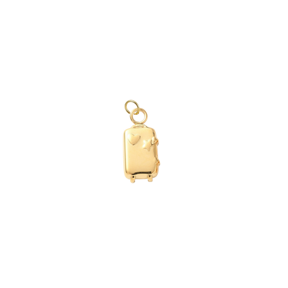 Gold Let's Travel Suitcase Charm | Waterproof Stainless Steel