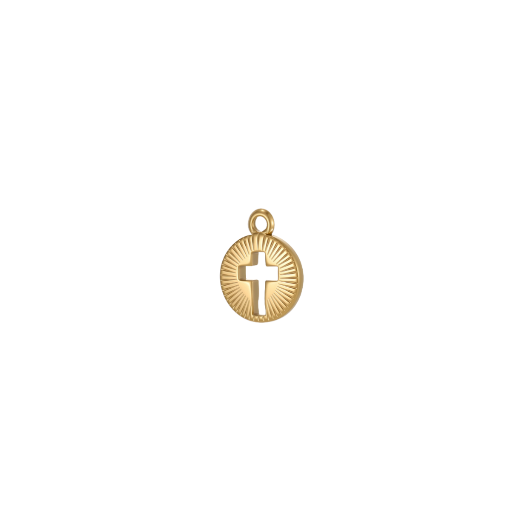 Gold Cut Out Cross Charm | Waterproof Stainless Steel