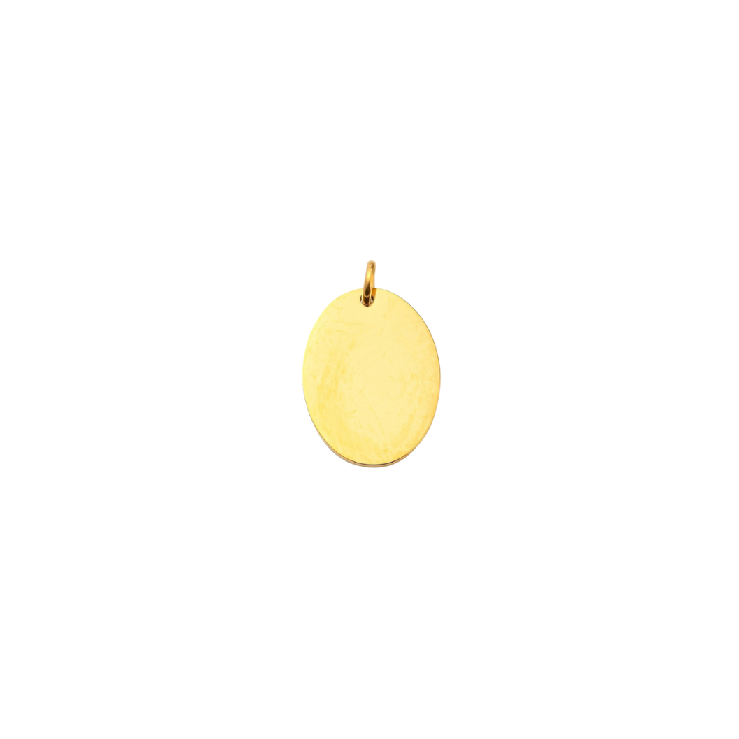 Engravable Blank Small Oval Gold Charm