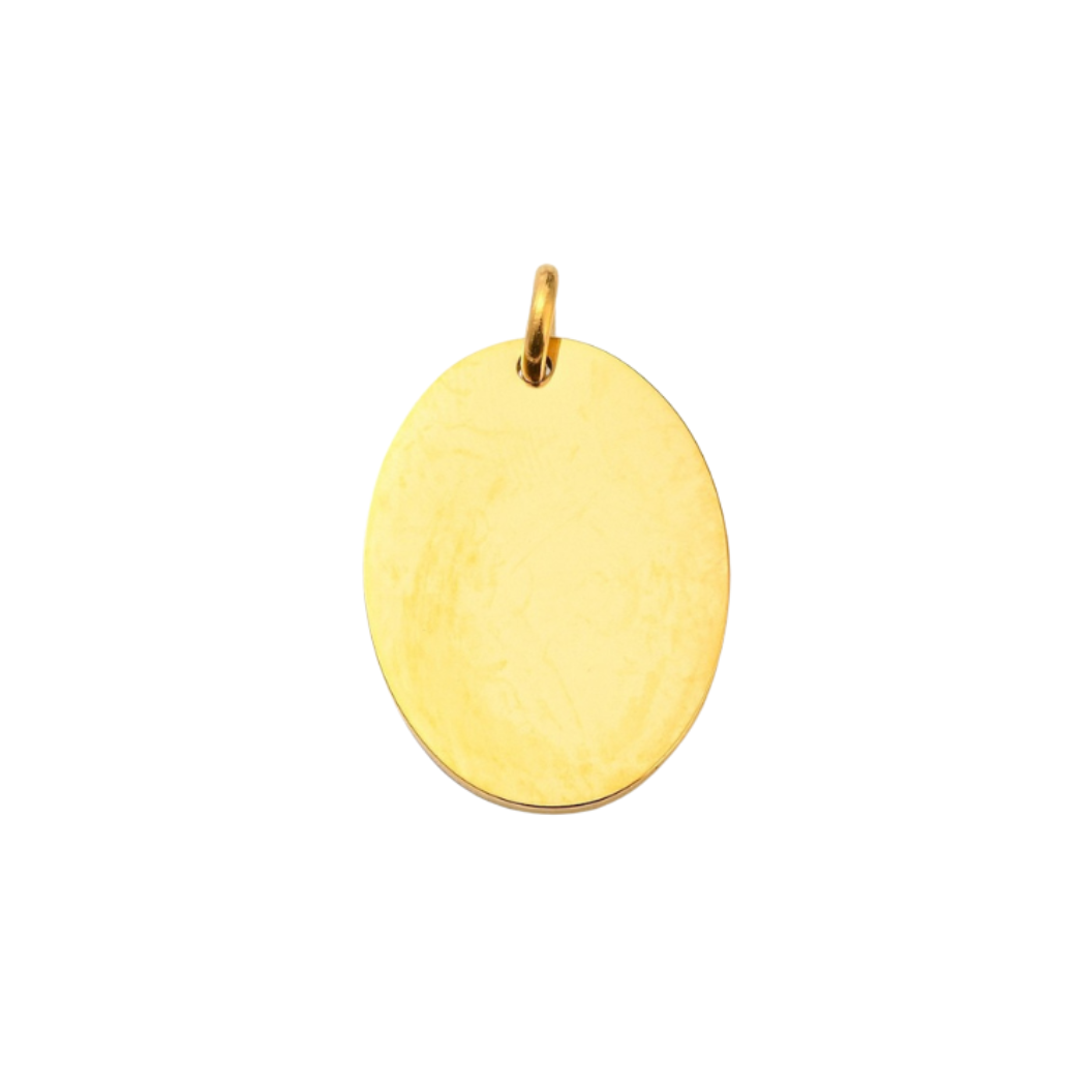 Engravable Blank Large Oval Gold Charm