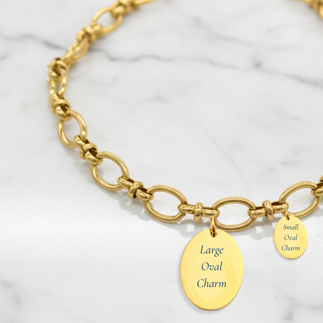 Engravable Blank Large Oval Gold Charm