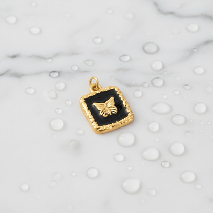 Gold Midnight Framed Butterfly Charm | Waterproof Stainless Steel