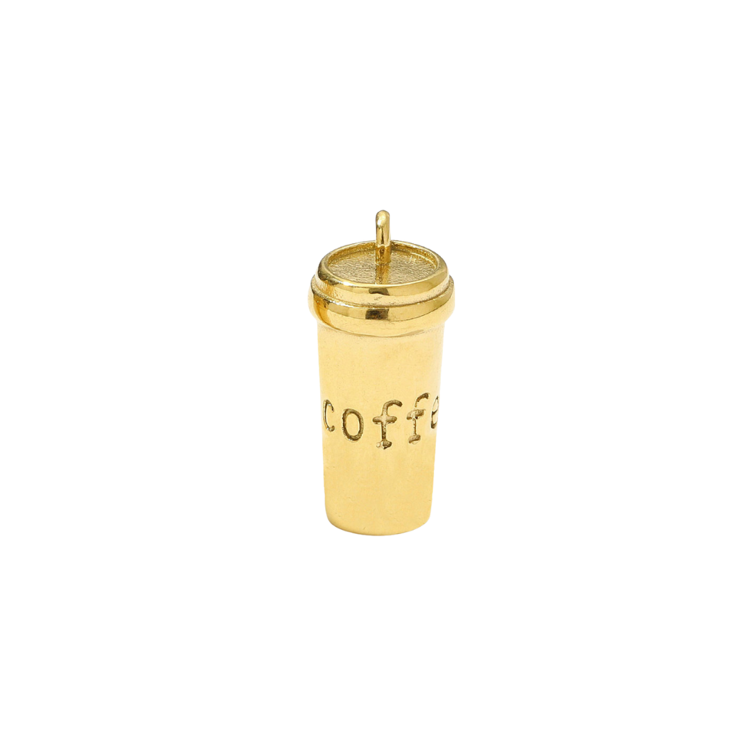 Gold Coffee To Go Charm  on transparent background 