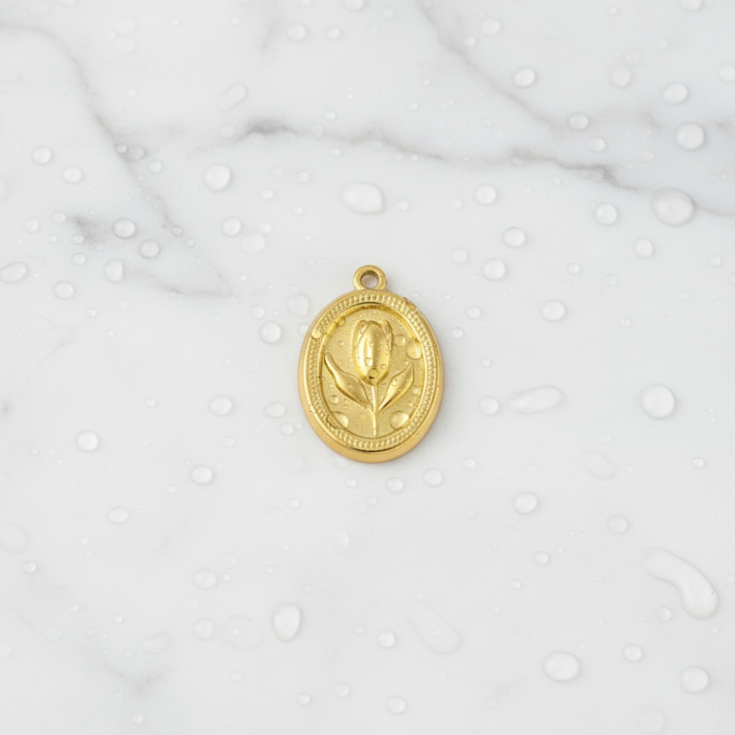 Gold Darling Tulip Frame Charm | Waterproof Stainless Steel