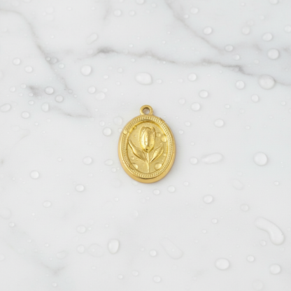 Gold Darling Tulip Frame Charm | Waterproof Stainless Steel