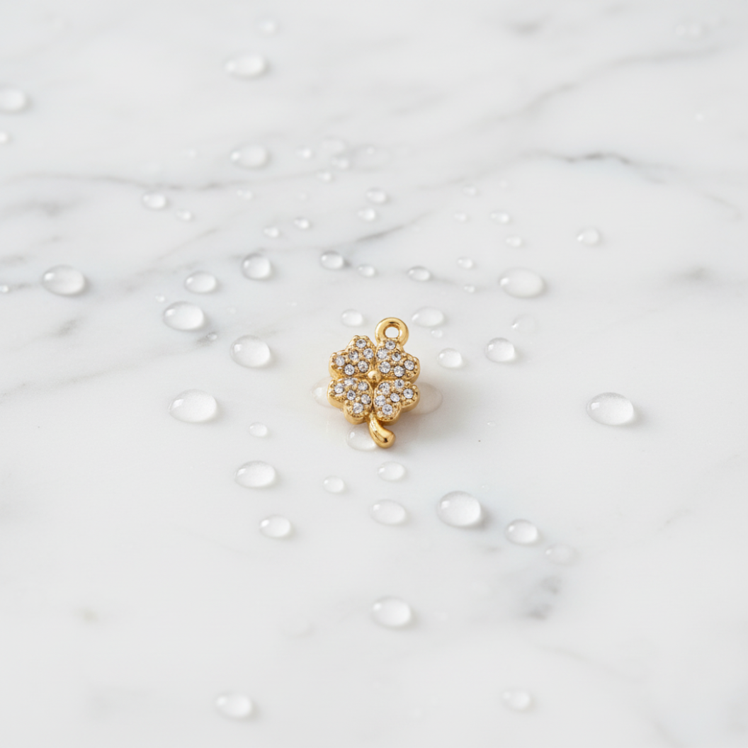 Gold Wish Upon a Clover Charm | Waterproof Stainless Steel