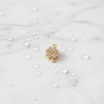 Gold Wish Upon a Clover Charm | Waterproof Stainless Steel