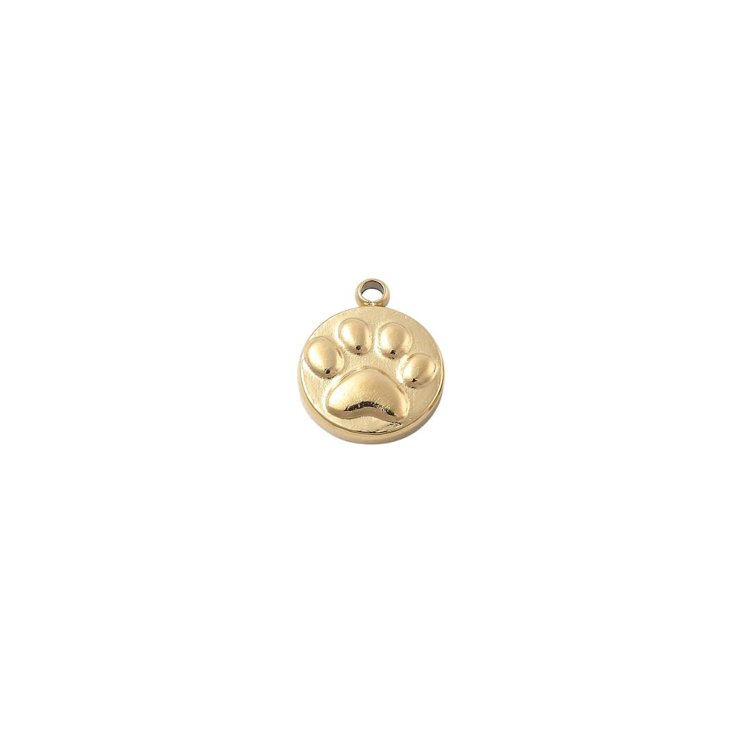 Gold Forever Paw Print Charm  on transparent background 