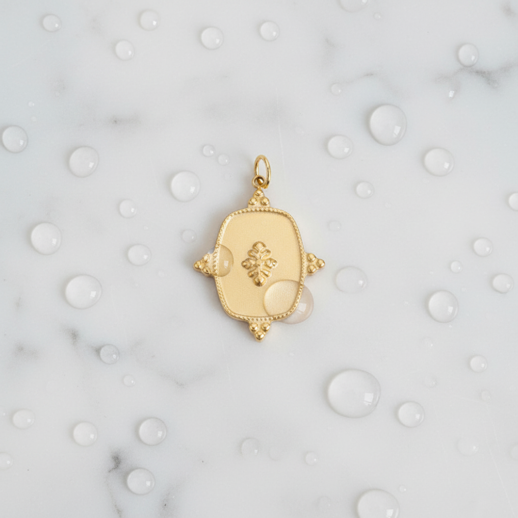 Gold Regal Crest Charm | Waterproof Stainless Steel