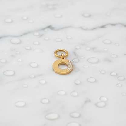 Gold Roman Radiance Ring with Cubic Zirconia Charm | Waterproof Stainless Steel