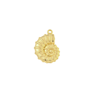 Gold Nautilus Shell Charm on transparent background 