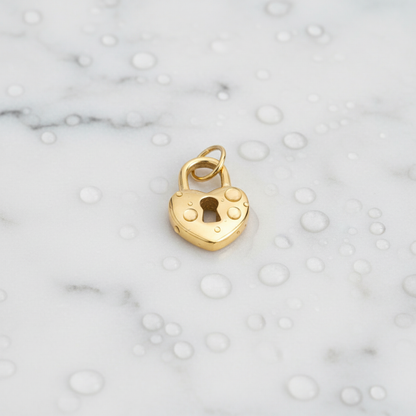 Gold Locked in Love Charm | Waterproof Stainless Steel