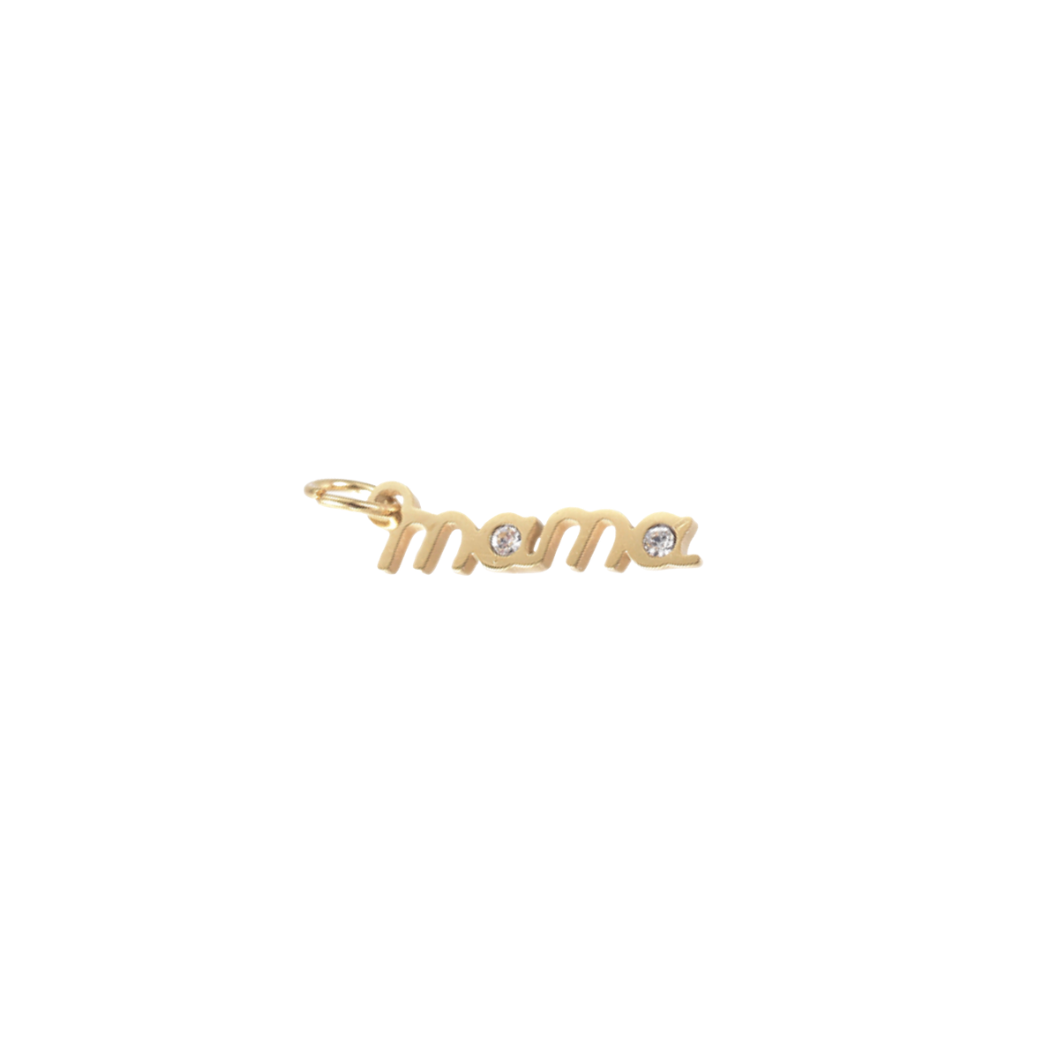 Gold Crystal Accent Mama Charm on transparent background 