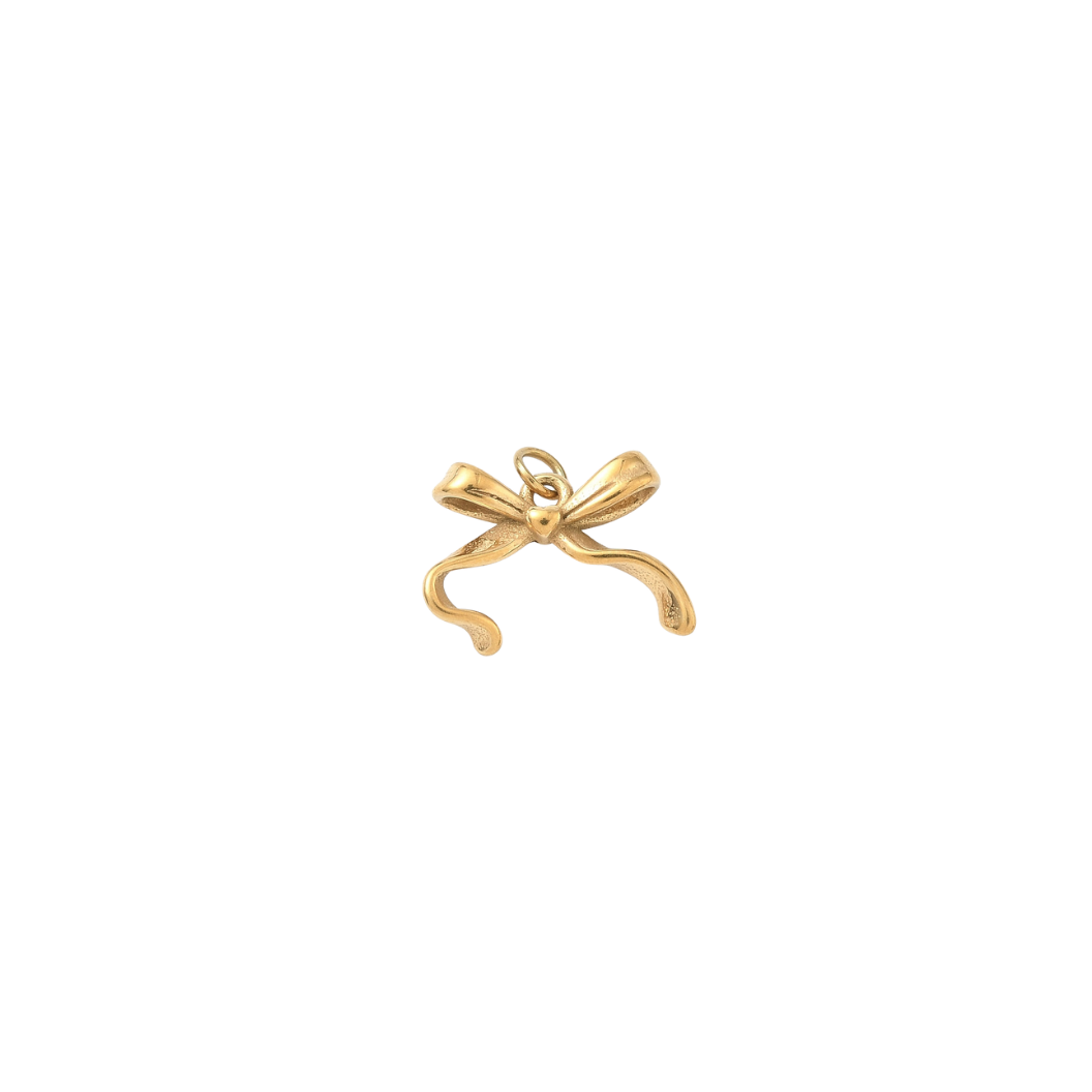 Gold Lovely Ribbon Bow Charm  on transparent background 