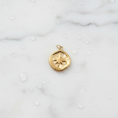 Gold Guiding Star Medallion Charm | Waterproof Stainless Steel