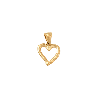Gold Open Hammered Heart Charm on transparent background 