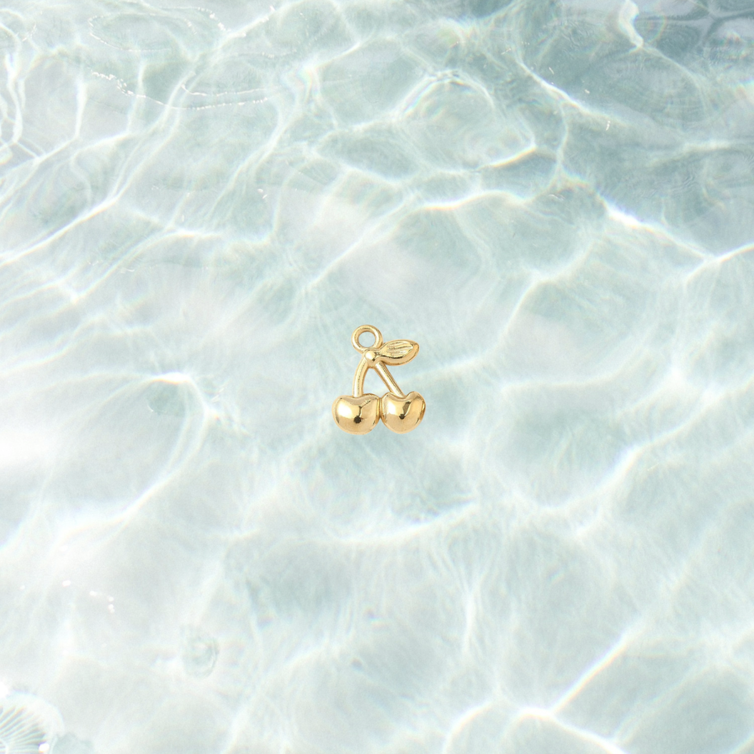 Gold Love Bloom Cherry Charm | Waterproof Stainless Steel