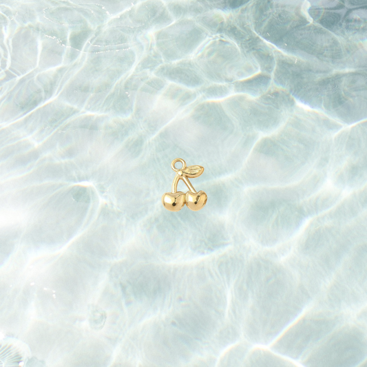 Gold Love Bloom Cherry Charm | Waterproof Stainless Steel