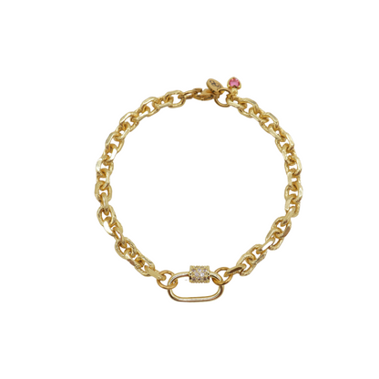 Overview of the Gold Jamesyn Charm Bracelet with Small Gabi Carabiner