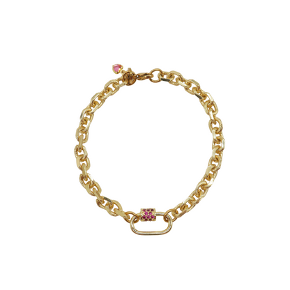 Overview of the Gold Jamesyn Charm Bracelet with Small Gabi Carabiner