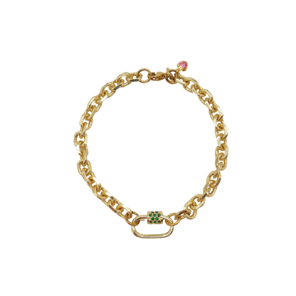 Overview of the Gold Jamesyn Charm Bracelet with Small Gabi Carabiner