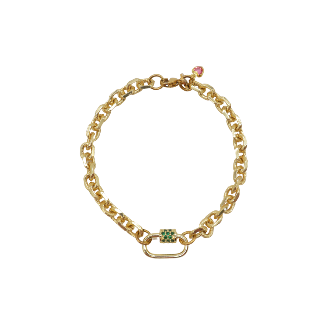 Gold Jamesyn Charm Bracelet with Small Gabi Carabiner