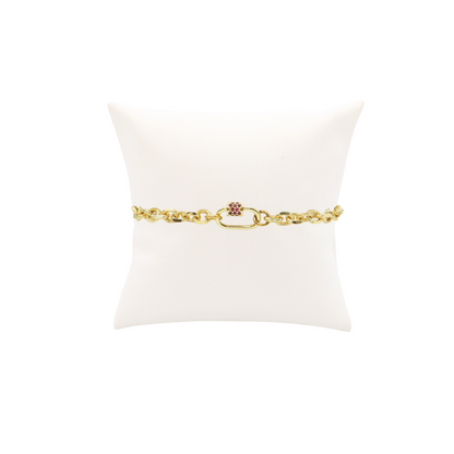 Front view of the Gold Jamesyn Charm Bracelet with Small Gabi Carabiner