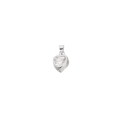 Transparent view of the Silver Cubic Zirconia Heart Charm