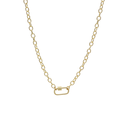 Transparent view of the Gold Alexis Necklace with Bella Carabiner
