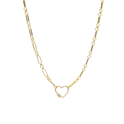 Transparent view of the Gold Anna Necklace with Heart Gabi Carabiner