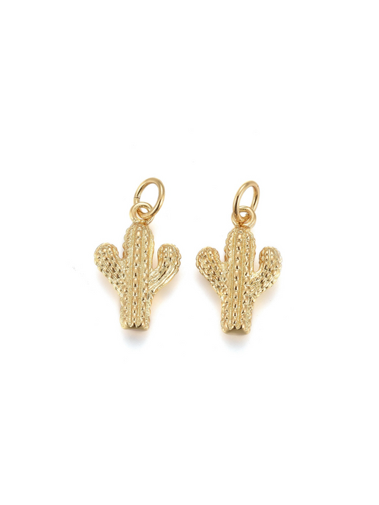 Two Cactus Cutie Charms on white background, front view.