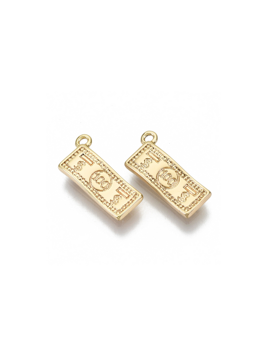 Two $100 Bill Charms on white background, front view.
