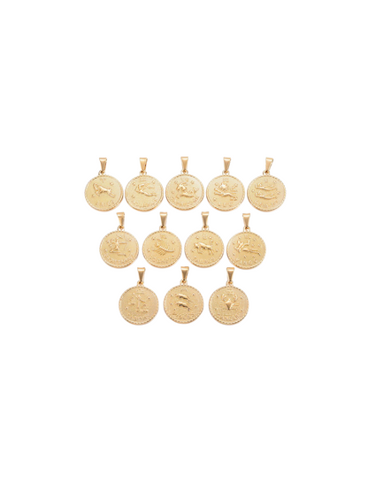 Zodiac Disc Charms assortment, front view.
