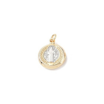 "God the Father" two-tone round charm on white background.