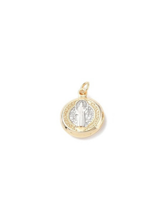 "God the Father" two-tone round charm on white background.