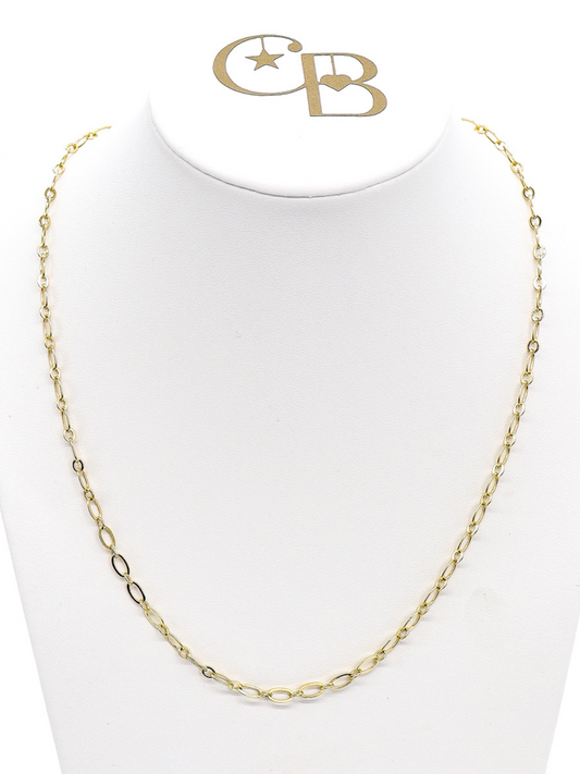 Christie small chain link charm necklace in gold on white necklace bust.