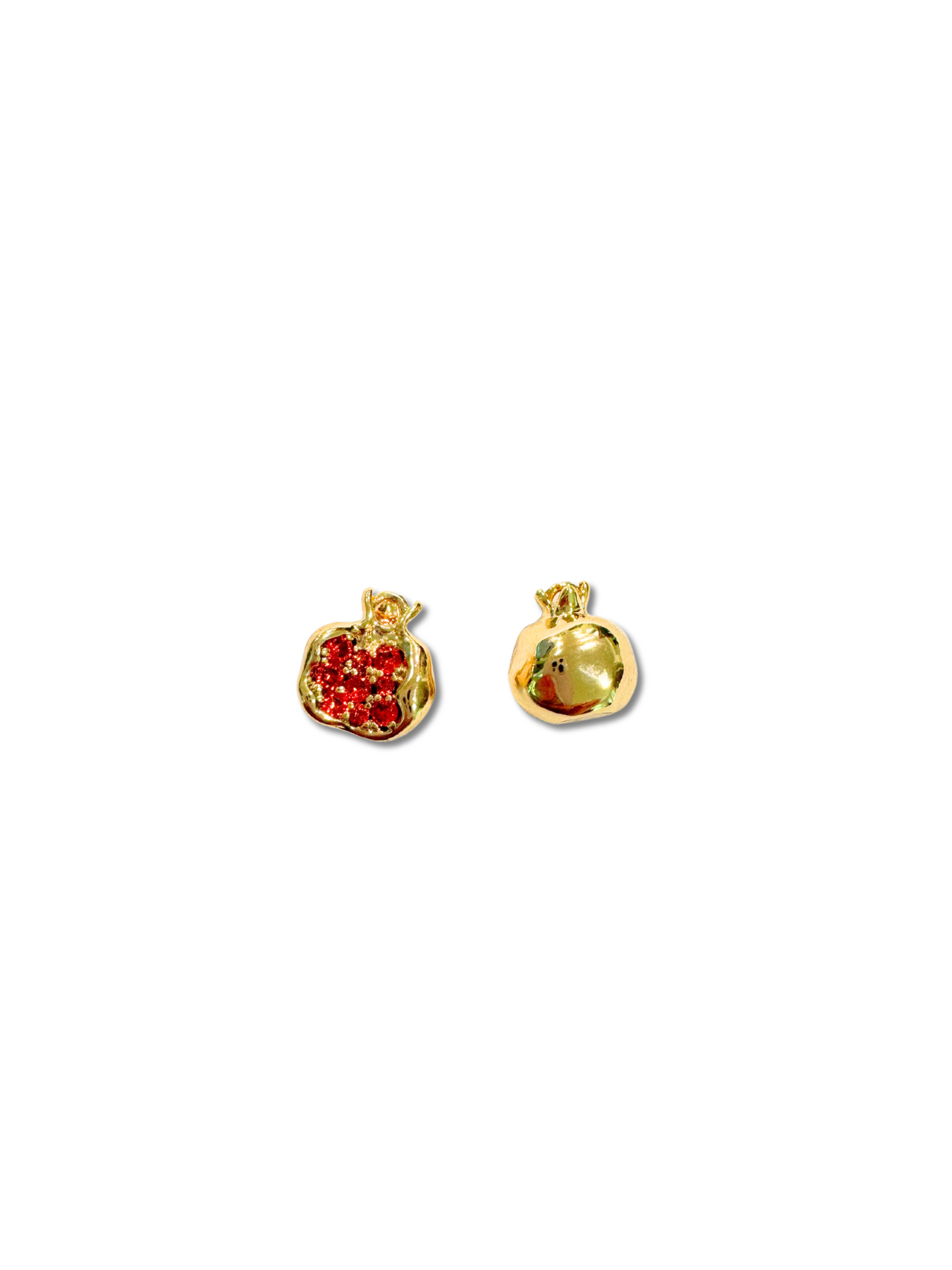 Gold Pomegranate Red Cubic Zirconia Charm