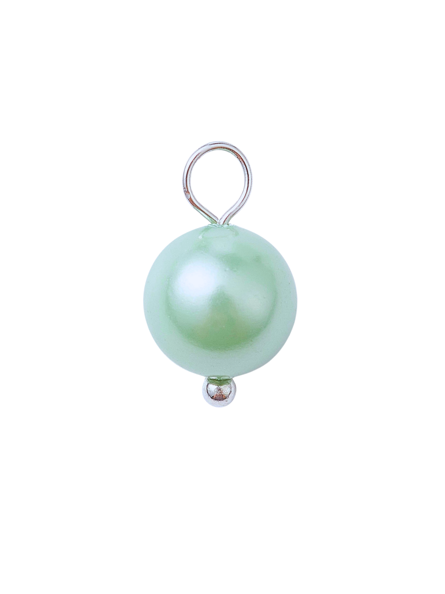 Front view of Silver Pearl Charm in light green