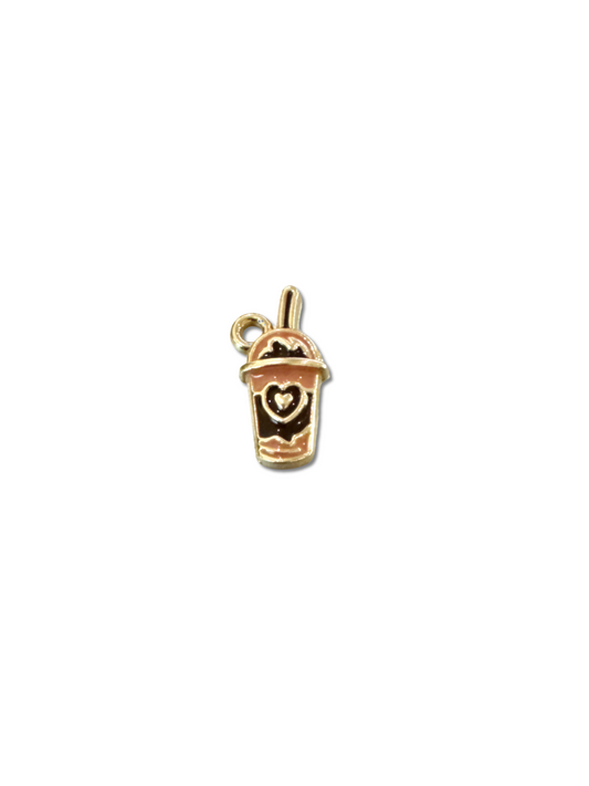 Gold Enamel Cafe Latte Charm