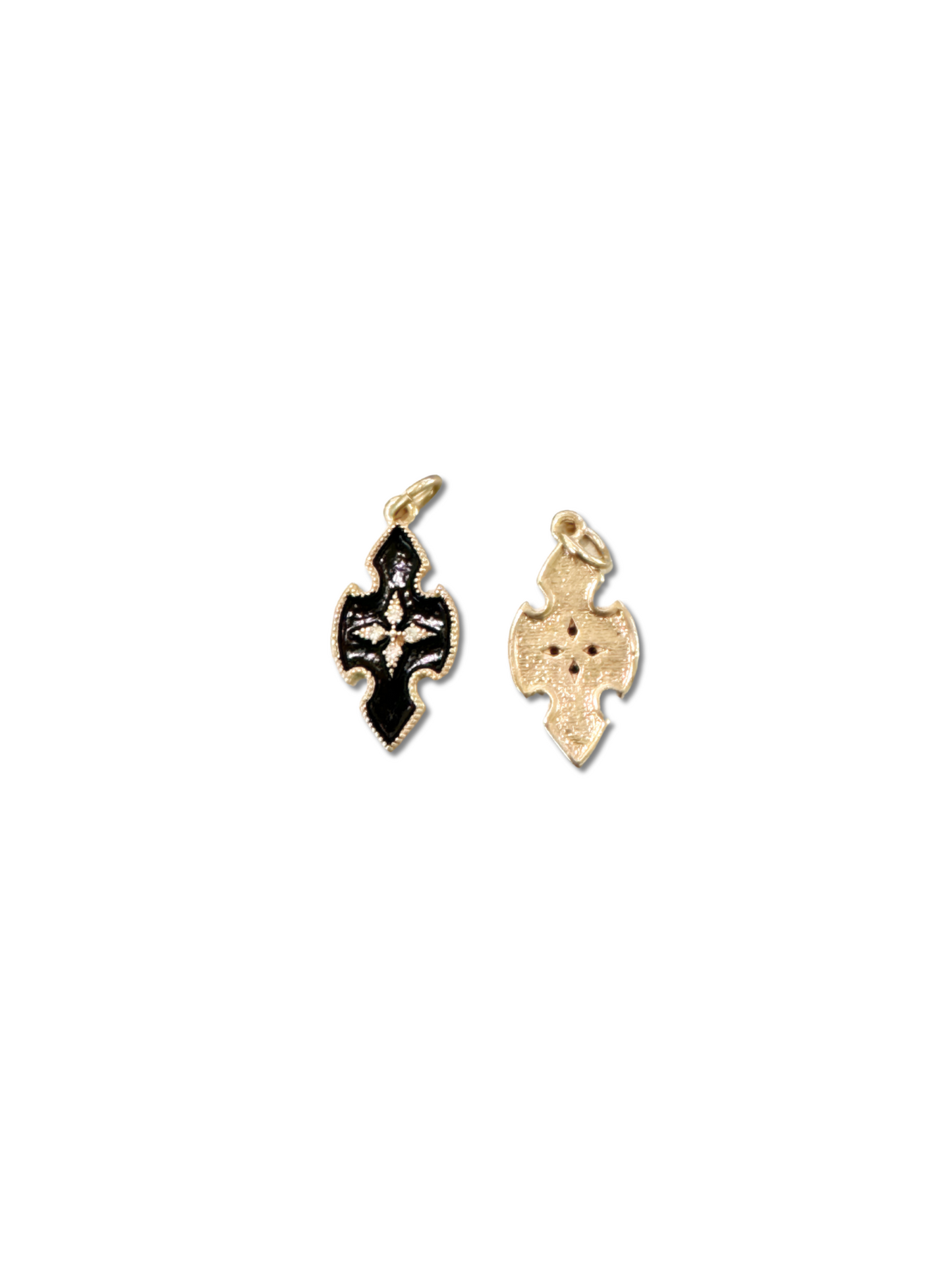 Gold and Black Enamel Cross Charm