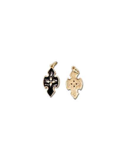 Gold and Black Enamel Cross Charm