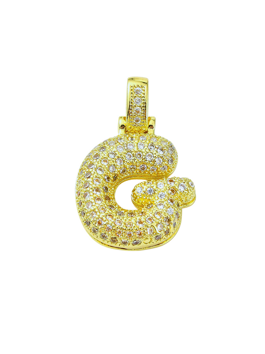 Front view of Bubble Rhinestone Letter Charm "G"