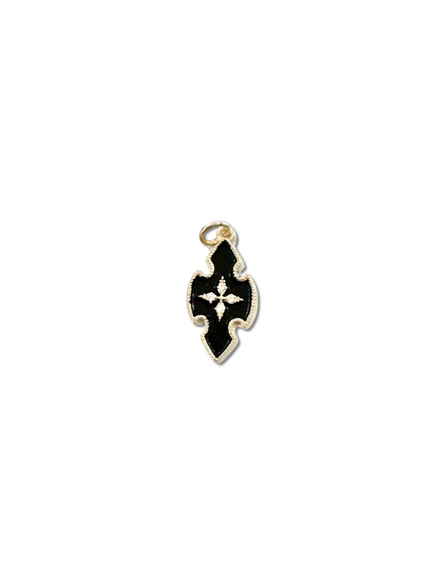 Gold and Black Enamel Cross Charm