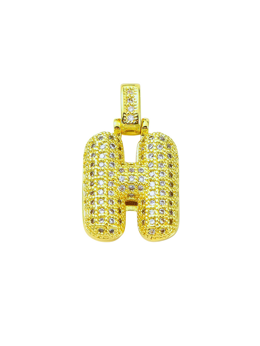 Front view of Bubble Rhinestone Letter Charm "H"