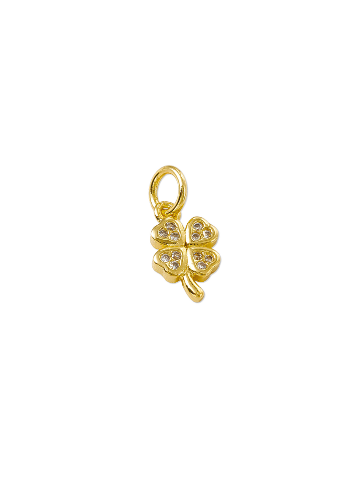 Gold Cubic Zirconia Shamrock Charm