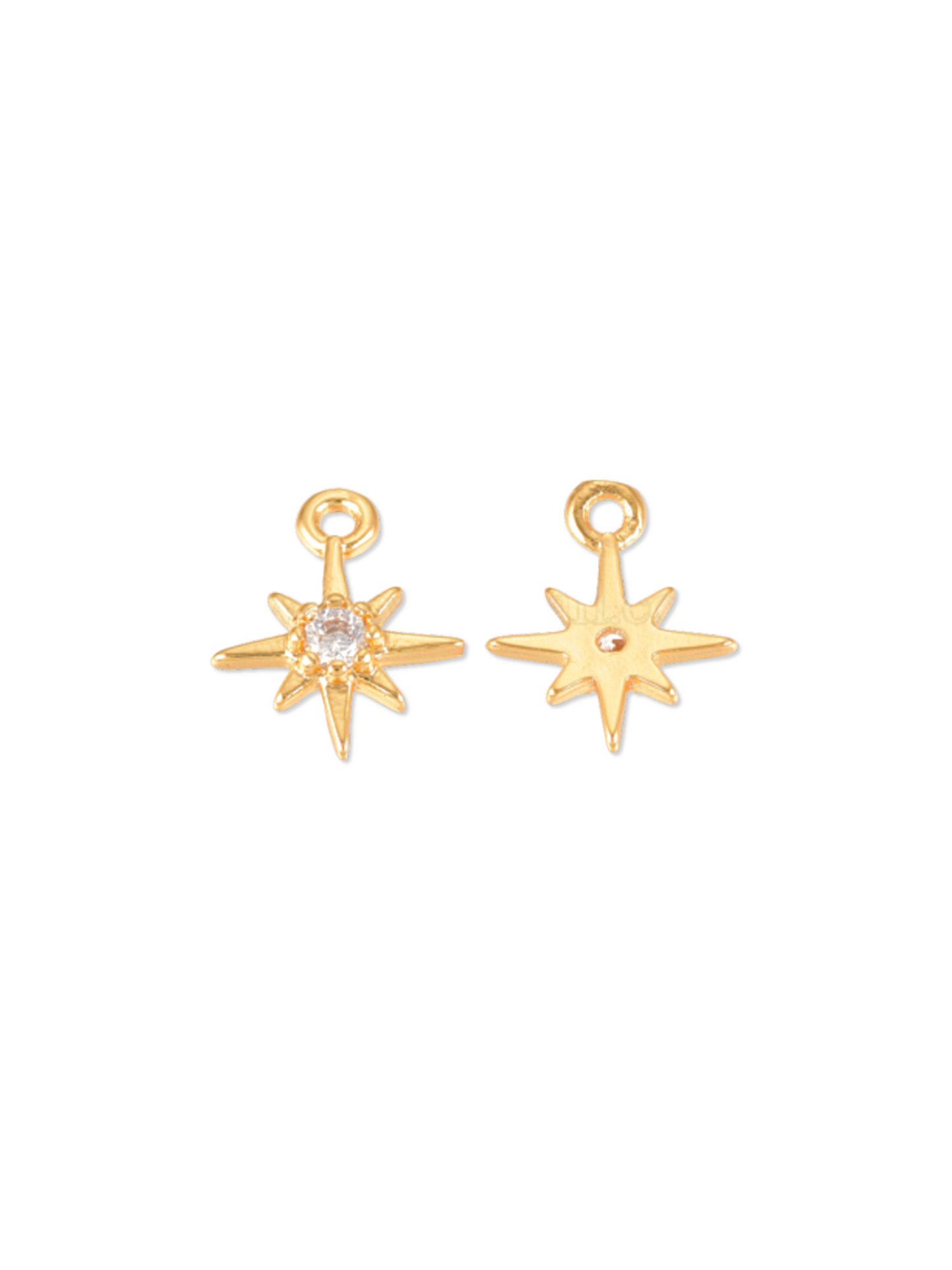 Gold Morning Star Cubic Zirconia Charm