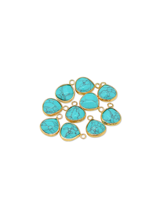 Gold Framed Turquoise Teardrop Charm