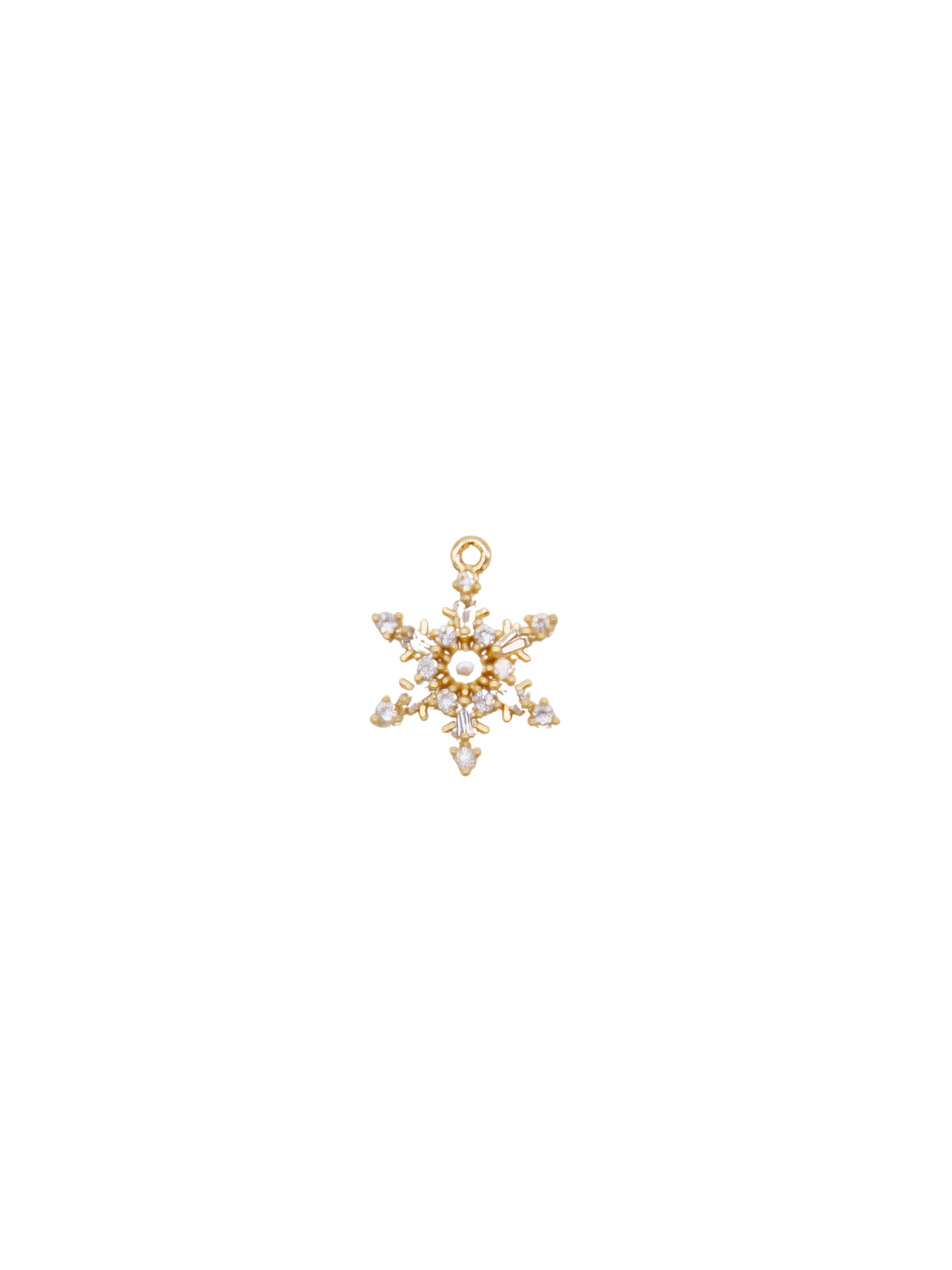 Gold Sparkly Pearl Snowflake Charm