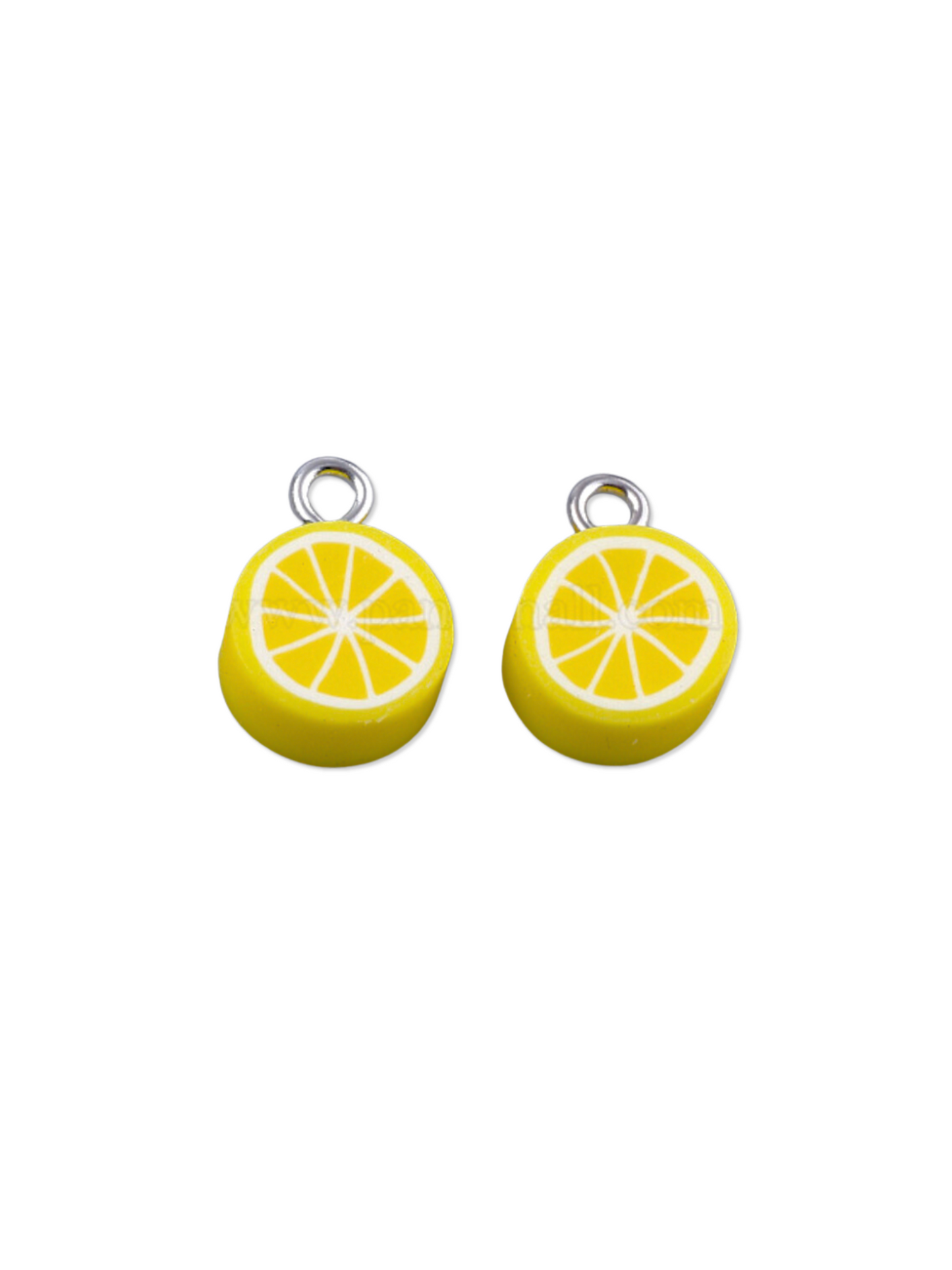 Silver Polymer Clay Lemon Charm